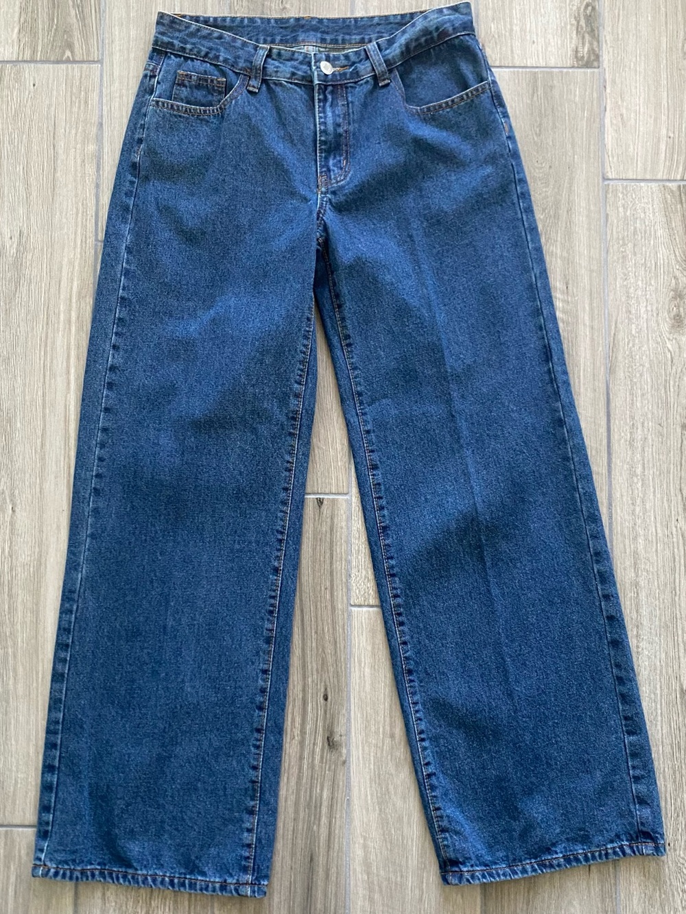 SHEIN Dark Blue Wide-Leg Jeans
